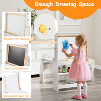 Kids Art Table and Chair Set, Multifunctional Kids Activity w/ Easel & Chair