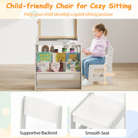 Kids Art Table and Chair Set, Multifunctional Kids Activity w/ Easel & Chair