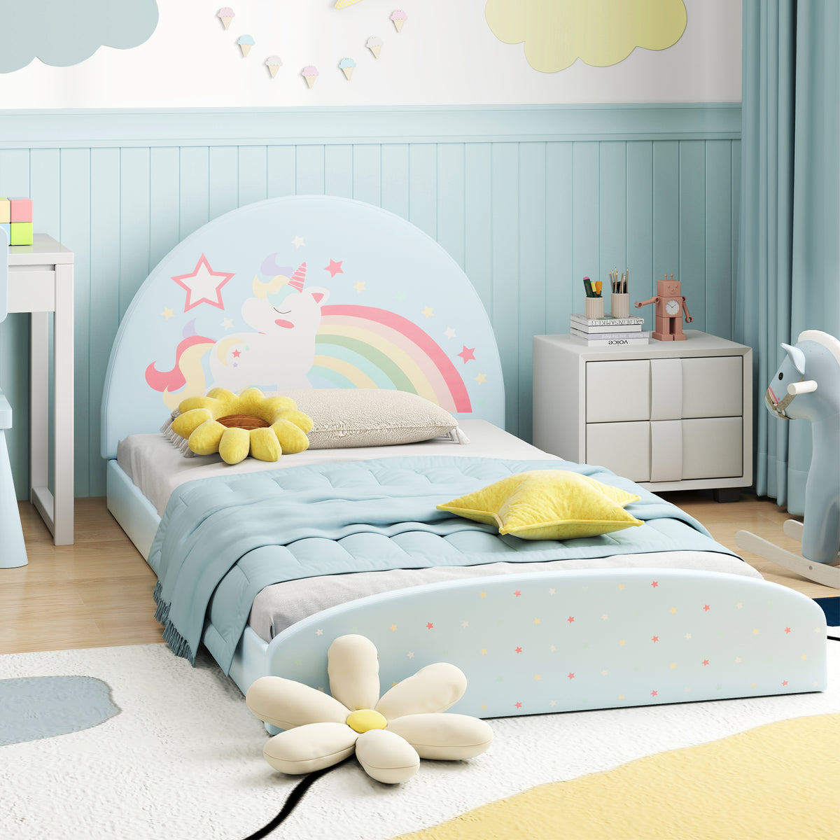 Single Floor Bed Frame, Upholstered Single Size Kids Floor Bed