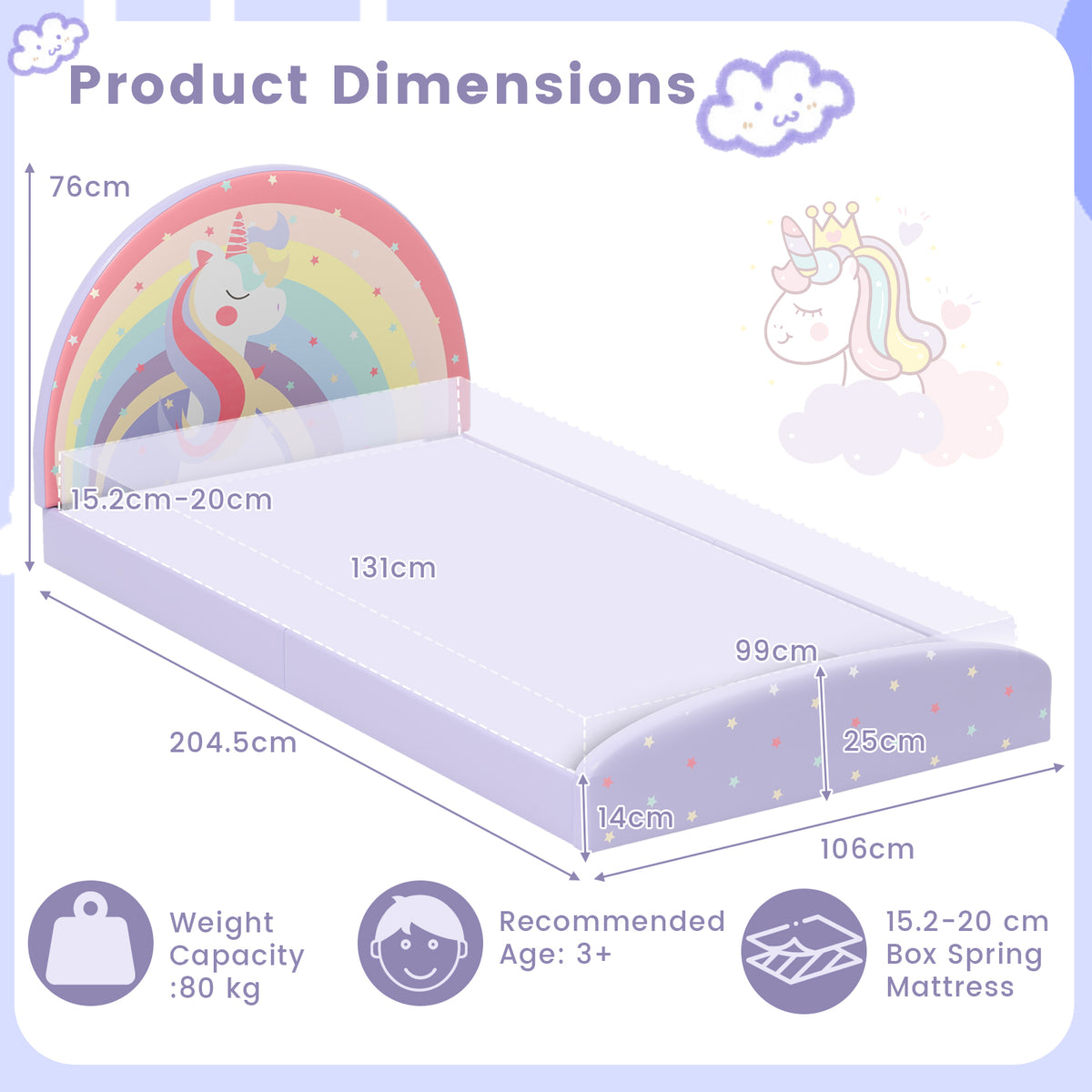 Single Floor Bed Frame, Upholstered Single Size Kids Floor Bed