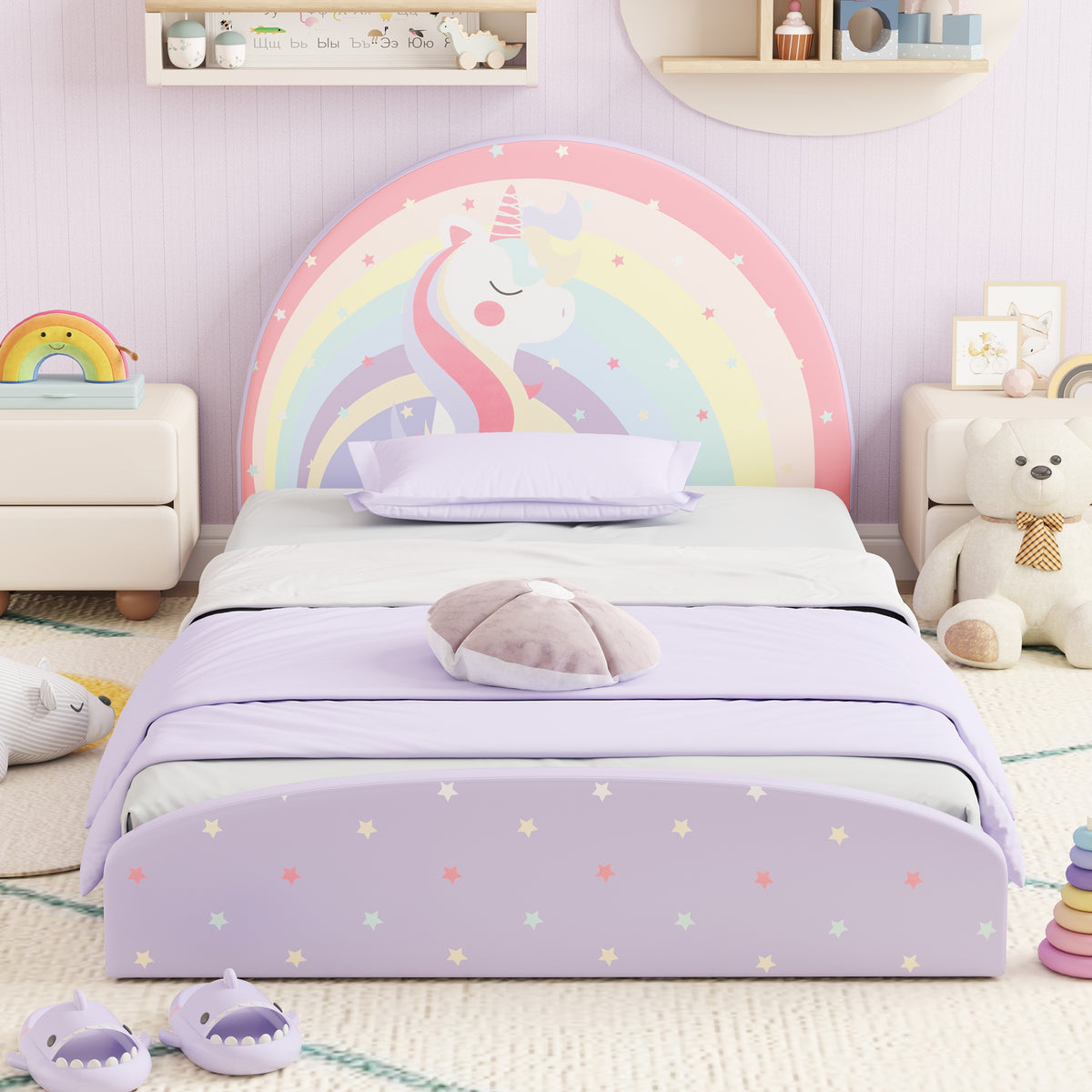 Single Floor Bed Frame, Upholstered Single Size Kids Floor Bed