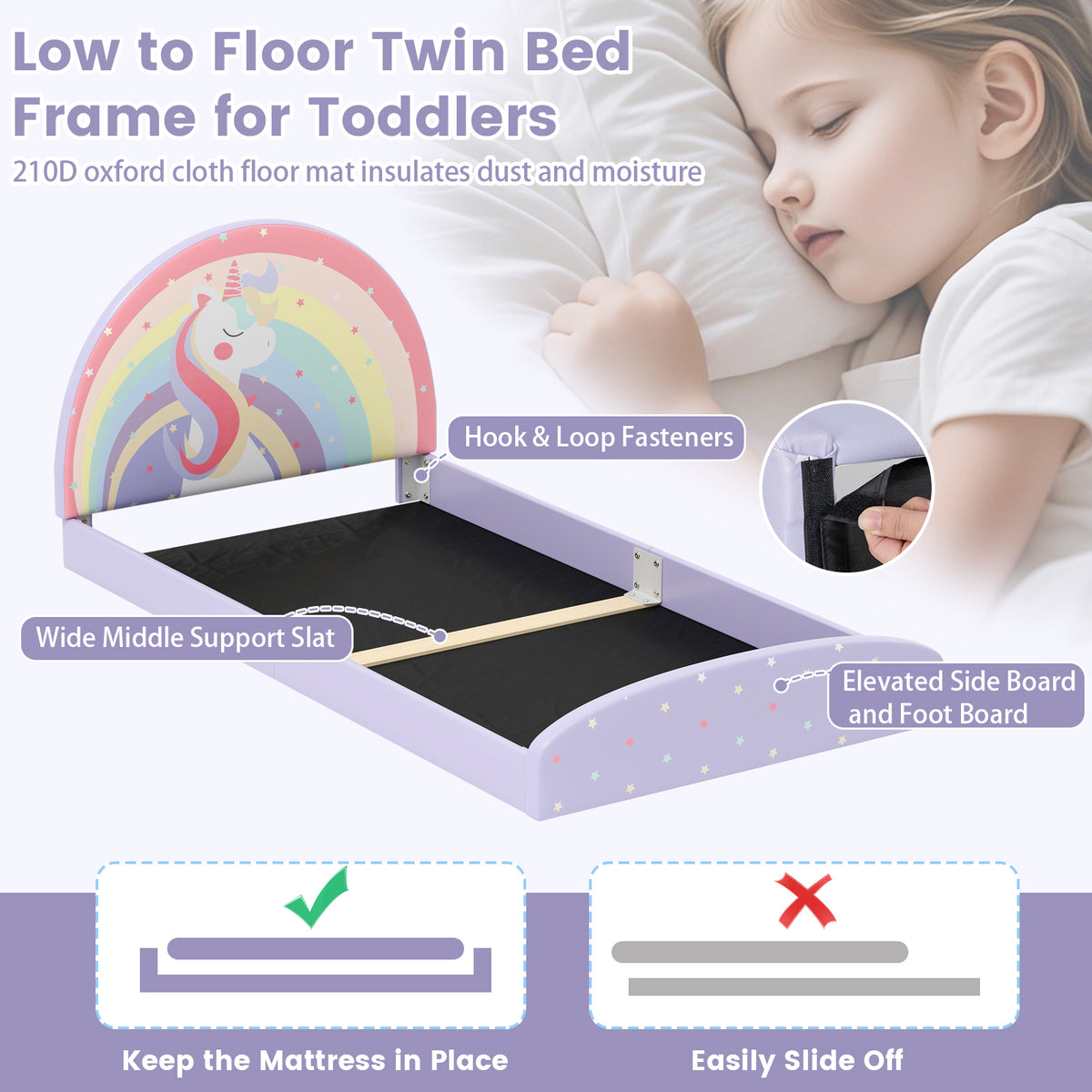 Single Floor Bed Frame, Upholstered Single Size Kids Floor Bed