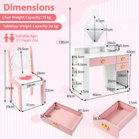 Kids Vanity Set with Crown Mirror & Chair for Girls