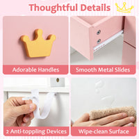 Kids Vanity Set with Crown Mirror & Chair for Girls