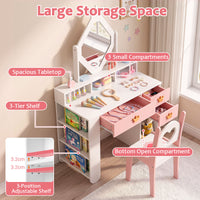 Kids Vanity Set with Crown Mirror & Chair for Girls