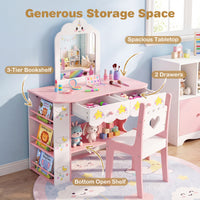 Princess Girls Makeup Table with Mirror and Chair