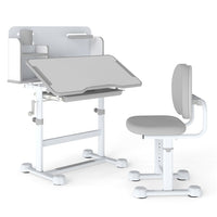 Kids Study Desk & Chair Set, Height-Adjustable Student Writing Table w/Chair
