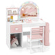 Kids Vanity Desk with Lights Princess Makeup Table with Lighted Mirror