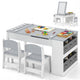 Kids Table and Chairs Set, 2 in 1 Wooden Art Table & Easel Set for Children with 2 Chairs