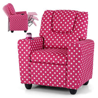 Kids Recliner Chair, PU Leather Push Back Toddler Sofa with Cup Holder