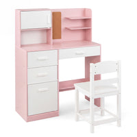 Kids Desk and Chair Set with Hutch and Bulletin Board