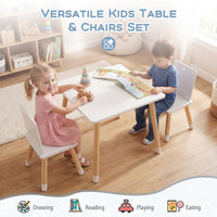 Kids Table and 2 Chairs Set, w/ Pine Wood Legs, Children Activity Table Set