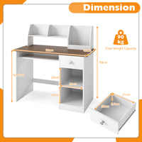 Kids Study Desk, Children Writing Table w/Hutch, Drawer, Storage Shelves & Keyboard Tray