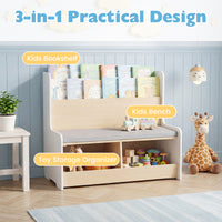 Kids Reading Nook with Bench, Toddler Toy Storage Organizer