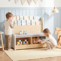 Kids Reading Nook with Bench, Toddler Toy Storage Organizer
