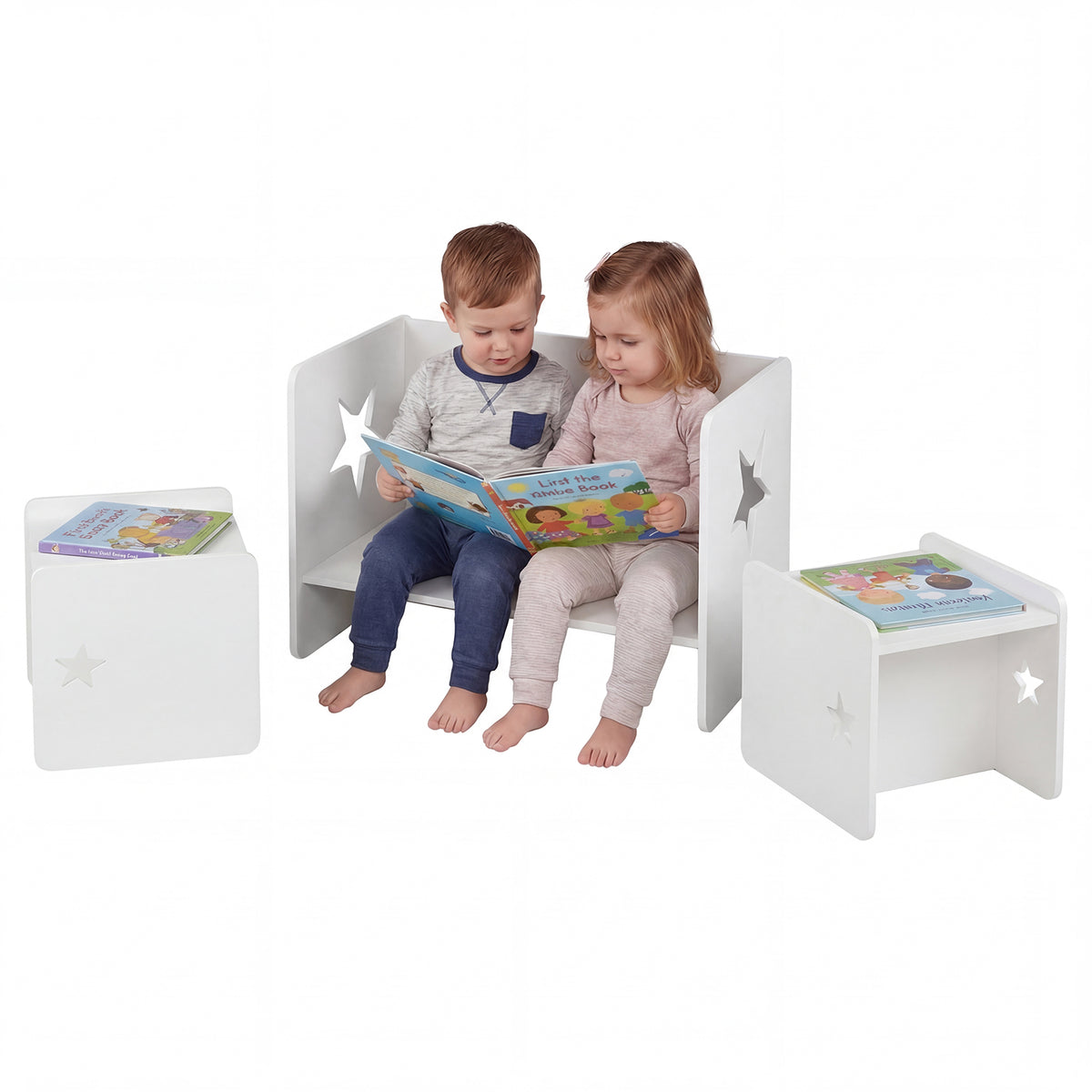 3 Pieces Kids Table and Chair Set with Chalkboard and 2 Chairs