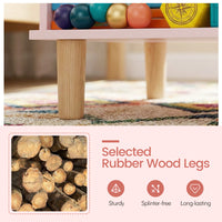 Kids Bedside Table, Toddler Nightstand with Wide Top & Open Compartment, Solid Rubber Wood Legs