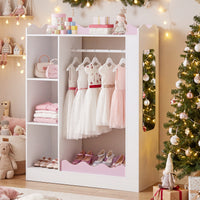 Kids Clothing Rack with Mirror, Children Dress Up Center w/Open Hanging Rack