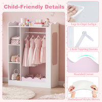 Kids Clothing Rack with Mirror, Children Dress Up Center w/Open Hanging Rack