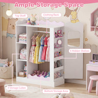 Kids Clothing Rack with Mirror, Children Dress Up Center w/Open Hanging Rack