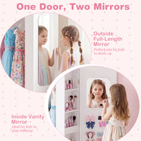 Kids Clothing Rack with Mirror, Children Dress Up Center w/Open Hanging Rack