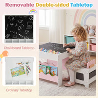 Wooden Kids Table and Chairs Set Multi-purpose Activity Table Set with Tabletop