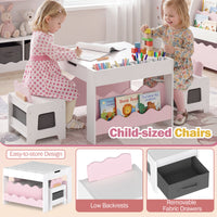 Wooden Kids Table and Chairs Set Multi-purpose Activity Table Set with Tabletop