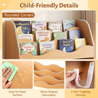 Kids Toy Storage Organizer, Wooden Montessori Bookshelf with 2 Rolling Drawers, Toddler Storage Cabinet