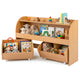 Kids Toy Storage Organizer, Toddler Wooden Montessori Toy Storage Shelf with 2 Rolling Drawers