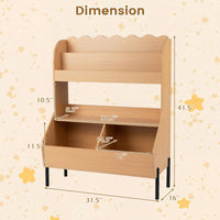 Kids Toy Storage Organizer, Wooden Montessori Bookshelf with 2 Storage Bins and Open Shelf