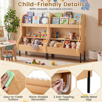Kids Toy Storage Organizer, Wooden Montessori Bookshelf with 2 Storage Bins and Open Shelf