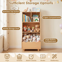 Kids Toy Storage Organizer, 3-Tier Wooden Bookshelf with 2 Anti-Toppling Devices, Top Surface
