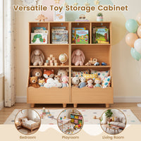 Kids Toy Storage Organizer, 3-Tier Wooden Bookshelf with 2 Anti-Toppling Devices, Top Surface