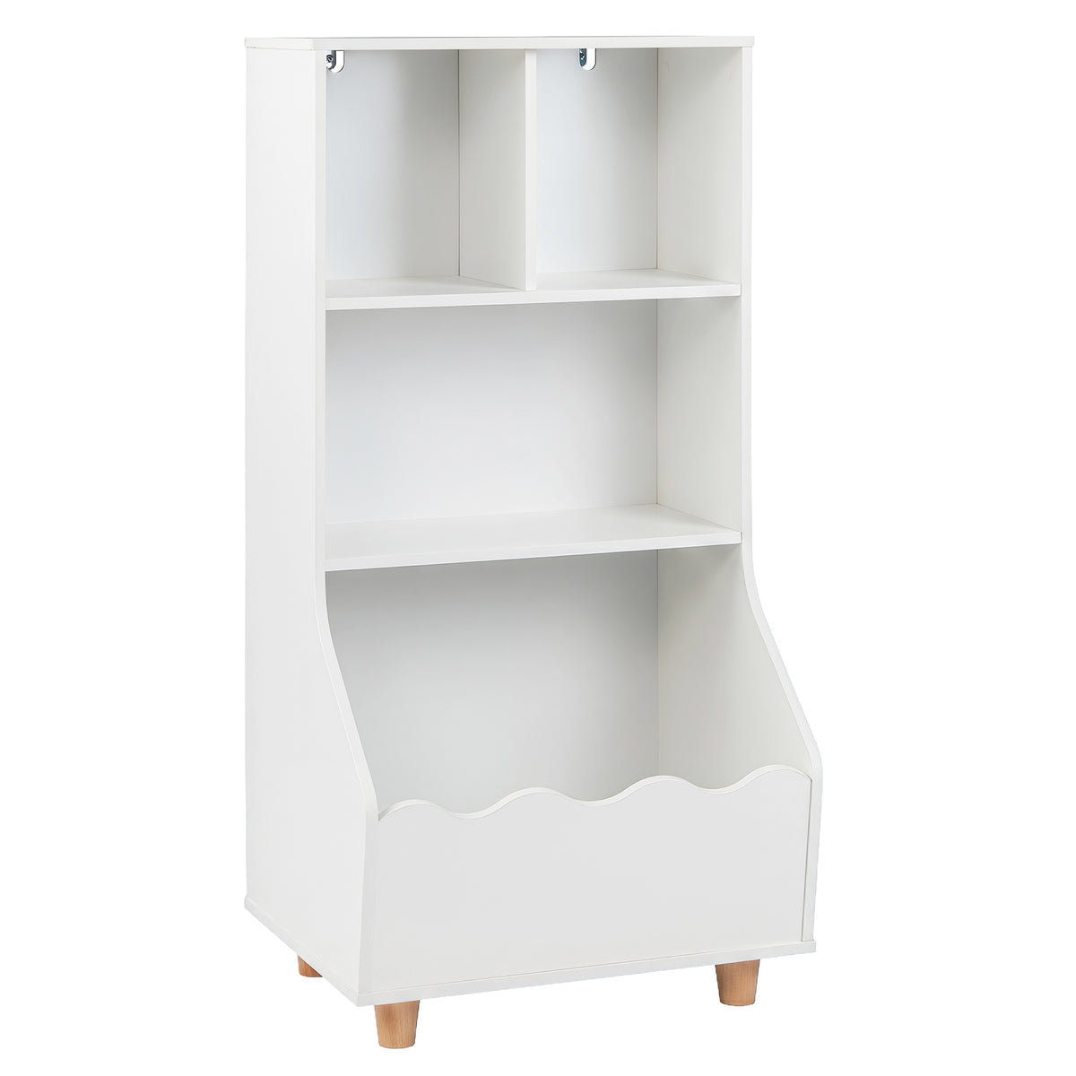 Kids Toy Storage Organizer, 3-Tier Wooden Bookshelf with 2 Anti-Toppling Devices, Top Surface