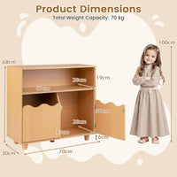 Kids Toy Storage Organizer, Wooden Bookshelf with 2 Anti-Toppling Devices, Top Surface