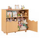 Kids Toy Storage Organizer, Wooden Bookshelf with 2 Anti-Toppling Devices, Top Surface