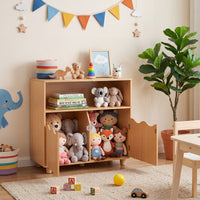 Kids Toy Storage Organizer, Wooden Bookshelf with 2 Anti-Toppling Devices, Top Surface