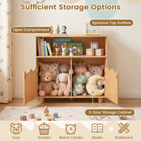 Kids Toy Storage Organizer, Wooden Bookshelf with 2 Anti-Toppling Devices, Top Surface