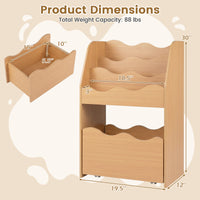 Kids Bookshelf and Toy Storage Organizer, 3-Tier Wooden Kids Book Shelf