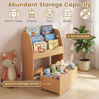 Kids Bookshelf and Toy Storage Organizer, 3-Tier Wooden Kids Book Shelf