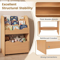 Kids Bookshelf and Toy Storage Organizer, 3-Tier Wooden Kids Book Shelf
