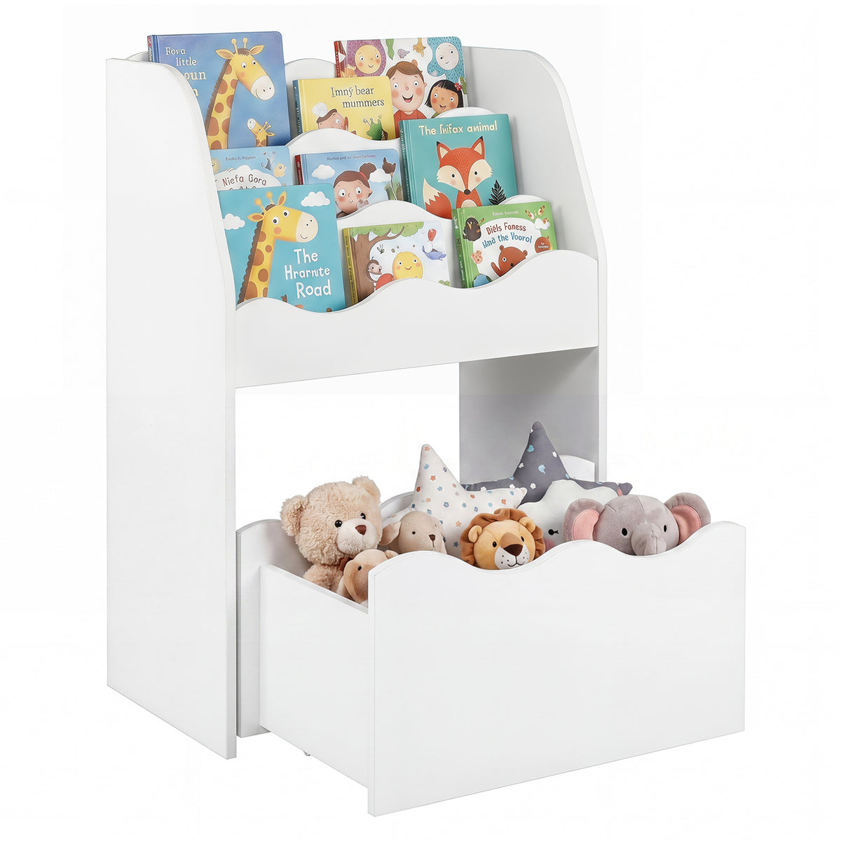 Kids Bookshelf and Toy Storage Organizer, 3-Tier Wooden Kids Book Shelf