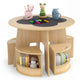 5 PCS Kids Table and Chair Set with 4 Storage Stools and Blackboard