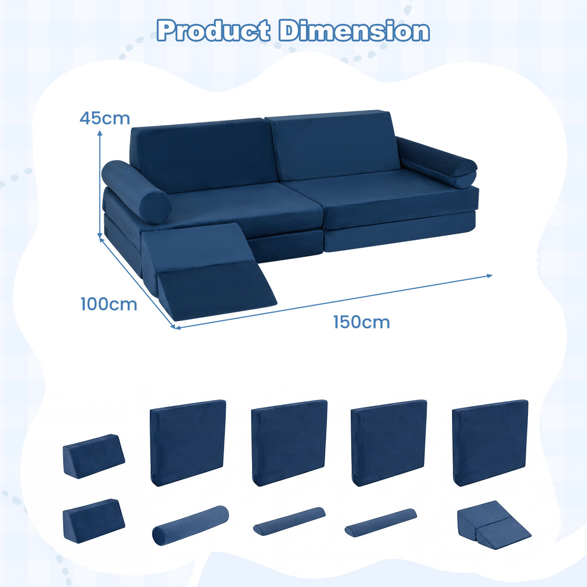 10-Piece Climb and Crawl Foam Playset Modular Kids Play Couch