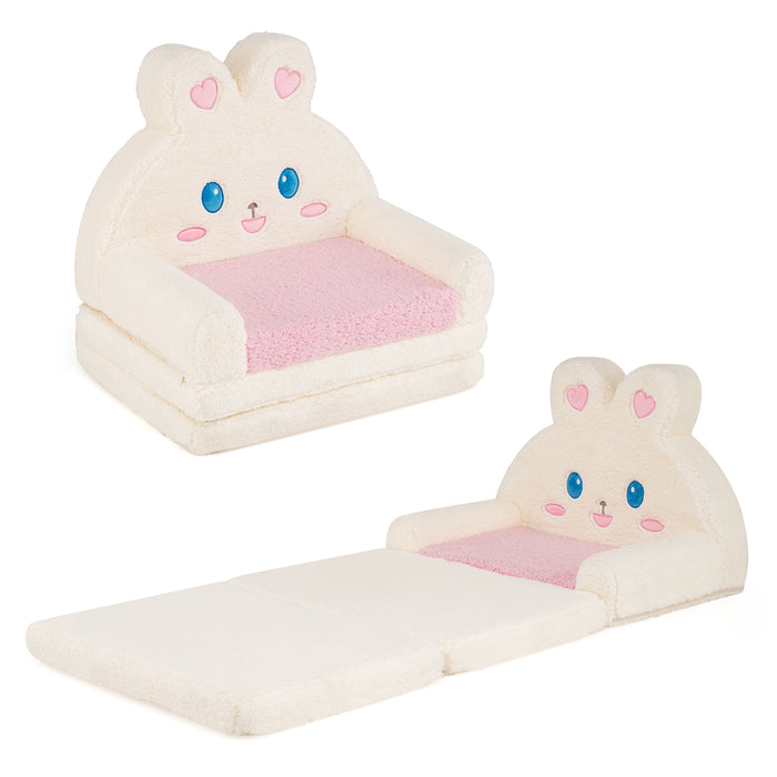 2-in-1 Convertible Kids Sofa to Lounger, Fold Out Toddler Couch