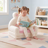 2-in-1 Convertible Kids Sofa to Lounger, Fold Out Toddler Couch