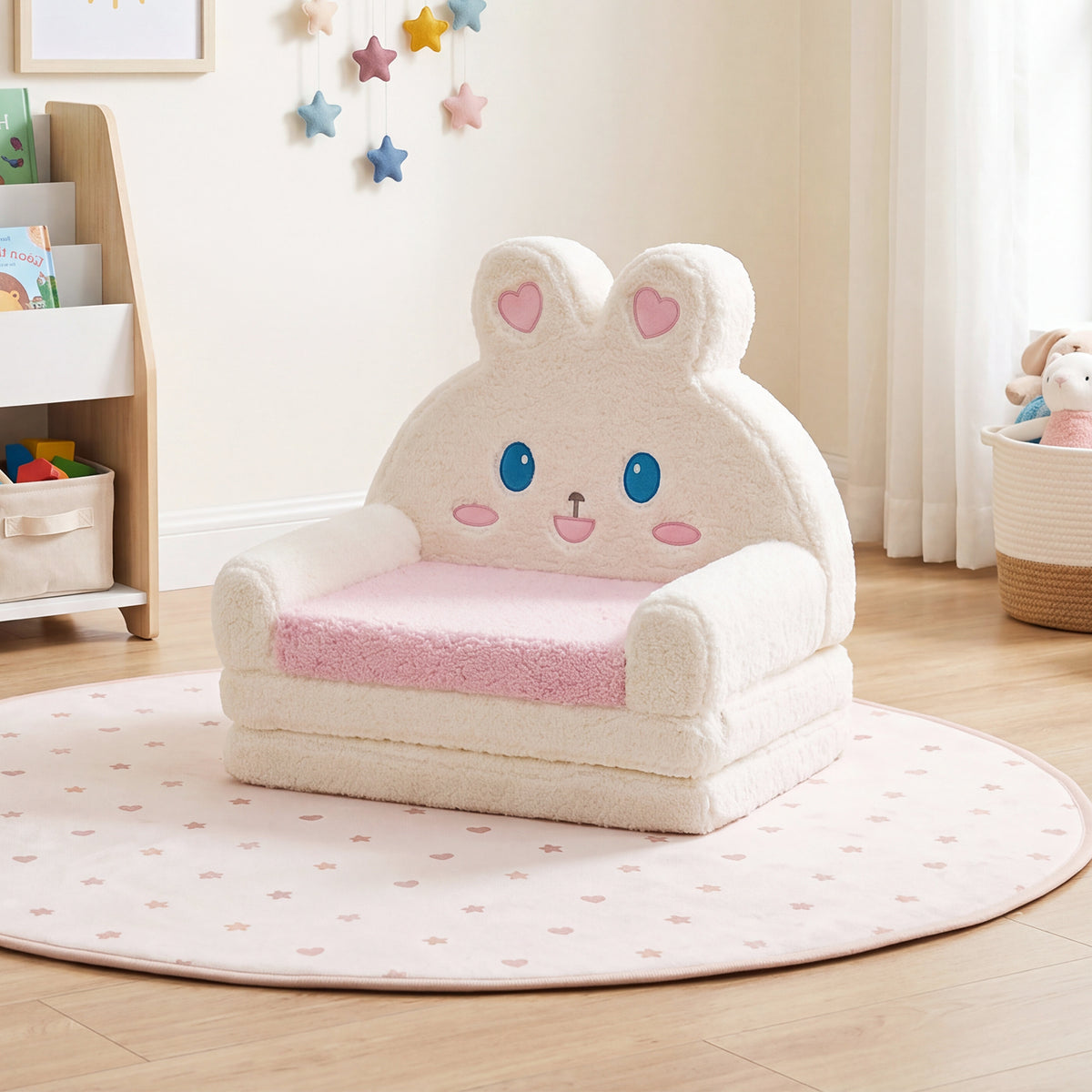 2-in-1 Convertible Kids Sofa to Lounger, Fold Out Toddler Couch
