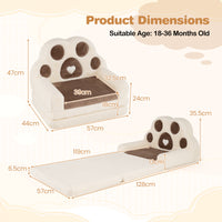 2-in-1 Convertible Kids Sofa to Lounger, Fold Out Toddler Couch