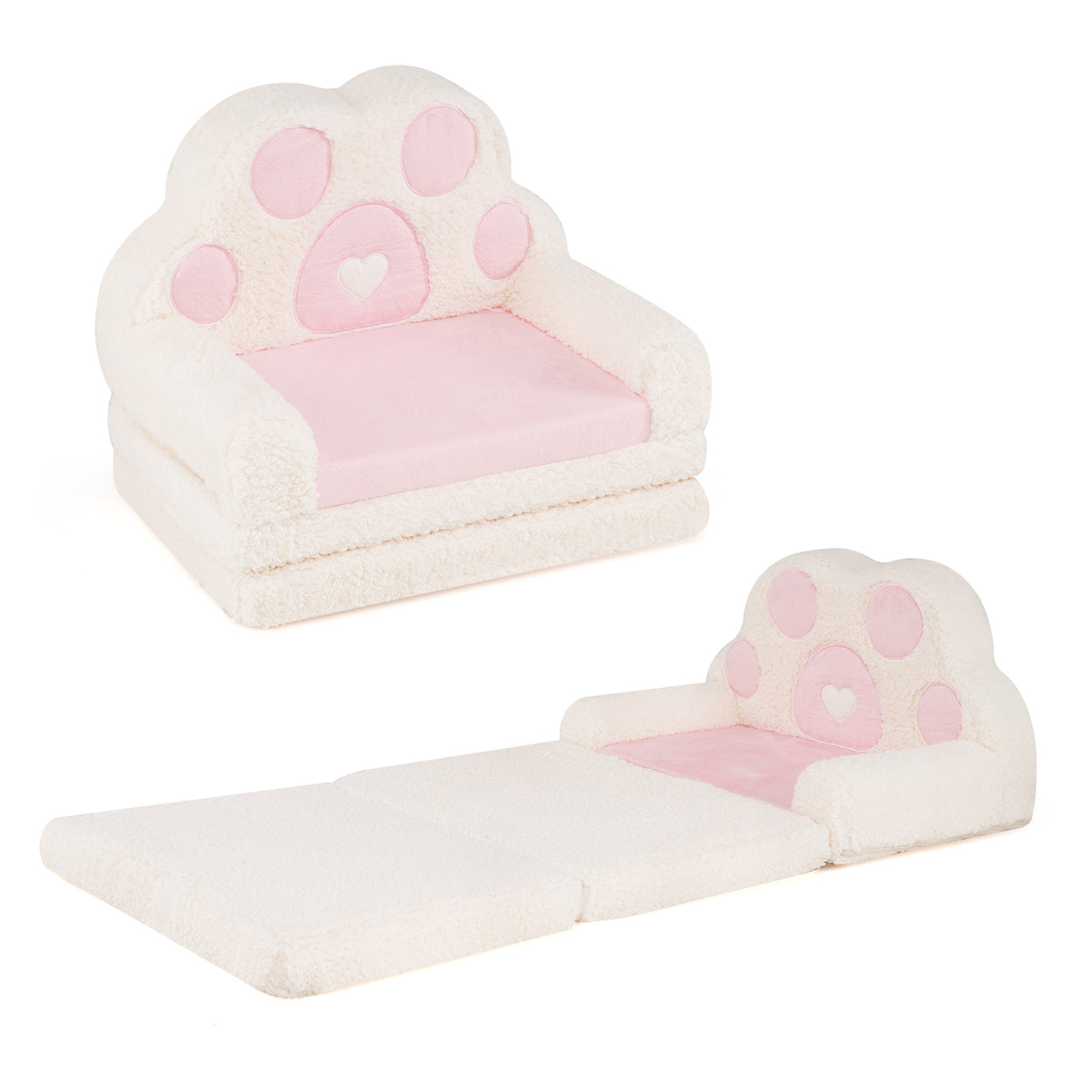 2-in-1 Convertible Kids Sofa to Lounger, Fold Out Toddler Couch