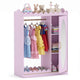 Kids Dress Up Storage Shelf with Full Mirror Hanging Rod and Door Cabinet